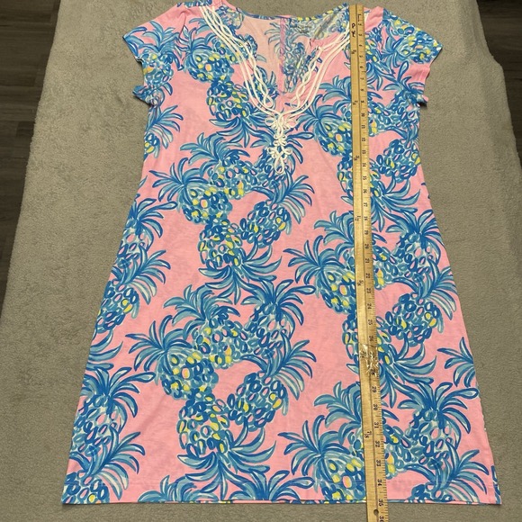 Lilly Pulitzer Brewster Dress XL Pink Blue Beat The Heat Pineapple Tropical - Picture 5 of 6